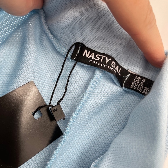 NEW NASTY GAL Welcome To Jersey Longline Biker Shorts Blue Sz 4 US - Picture 3 of 3